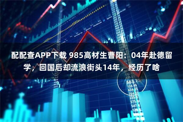 配配查APP下载 985高材生曹阳：04年赴德留学，回国后却流浪街头14年，经历了啥